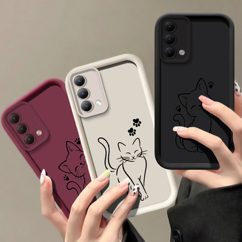 Cute Cat Line Black Phone Case - Oppo A78 评论和价格